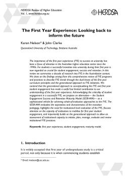 The First Year Experience: Looking back to inform the future