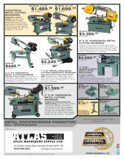 General Metalworking Machinery Flyer Fall/Winter 2014/2015