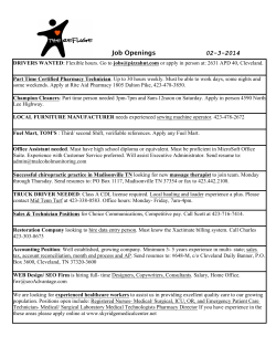 Job Openings 02-3-2014
