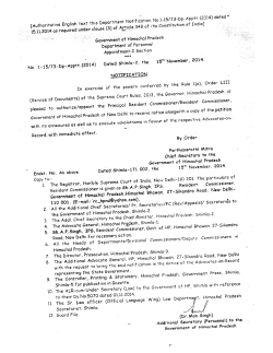 Appointment order of Principal Resident/Resident Commissioner