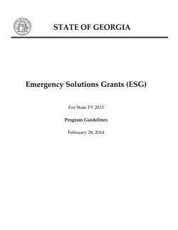 STATE OF GEORGIA Emergency Solutions Grants (ESG)