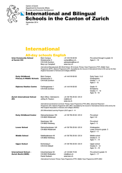 International and Bilingual Schools in the Canton of Zurich