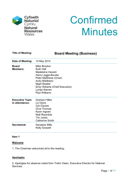 Confirmed Board Meeting Minutes - May 14 2014