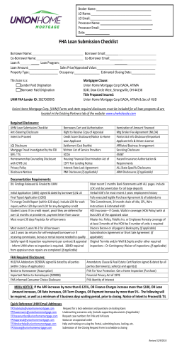 FHA Loan Submission Checklist