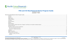 FHA and VA Manufactured Home Program Guide