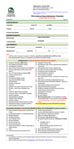 FHA Underwriting Submission Checklist
