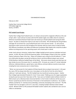 J.D. Johnson, Head Coach from Feather River has resigned