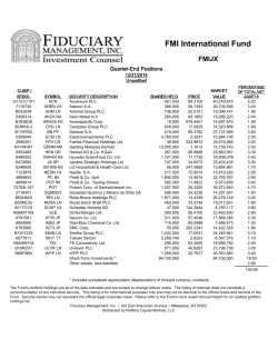 FMI International Fund - Fiduciary Management, Inc.