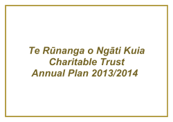 Te Rūnanga o Ngāti Kuia Charitable Trust Annual Plan 2013/2014