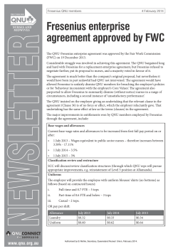 Fresenius enterprise agreement approved by FWC