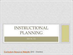 Instructional Planning 2014-15