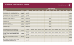 Columbia 2014 Mutual Fund Distributions Calendar