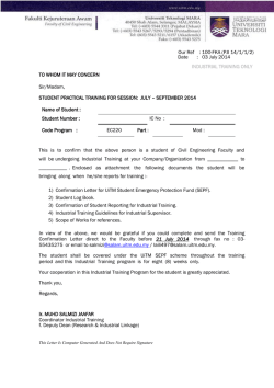 100-FKA (PJI 14/1/1/2) Date : 03 July 2014 INDUSTRIAL TRAINING