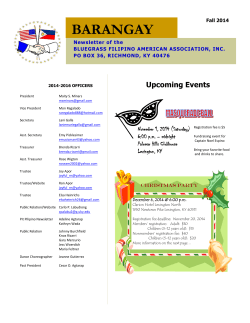 2014 BFAAI News Letter - Bluegrass Filipino American Association Inc