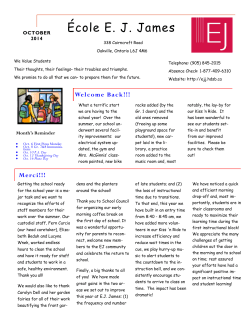 October 2014 Newsletter - EJ James Public School