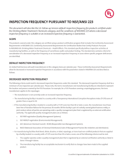 inspection frequency pursuant to nsf/ansi 223 - Industries
