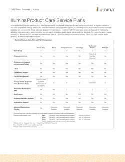 Illumina Product Care Service Plans Data Sheet