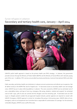Secondary and tertiary health care, January – April 2014