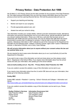 Privacy Notice 2014-2015 - St Marks C Of E Primary School