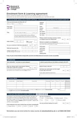 Enrolment form - Bracknell and Wokingham College