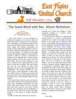 FNL 2014 Page 1 - East Plains United Church