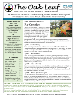 april 2014 newsletter fnl - the Unitarian Universalist Church of Oak Cliff