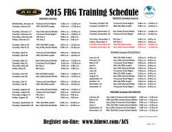2015 FRG Training Schedule