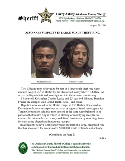 Aug. 29 - OCSO Nabs Two in Suspected Large Scale Theft Ring
