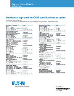 Lubricants approved for OEM specifications as under:
