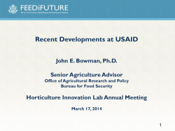 USAID update - Horticulture Innovation Lab