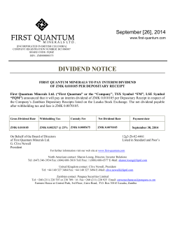 First Quantum Minerals Interim Dividend 2014
