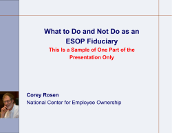 What to Do and Not Do as an ESOP Fiduciary