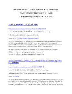 Sample Of The Daily Commentary Of Fifth Circuit Opinions