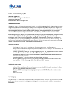 Human Resources Manager/FSO Location