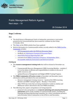 28 October 2014 - Public Management Reform Agenda