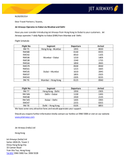 Jet Airways (India) Ltd Suites 1004-05, Tower 2 China