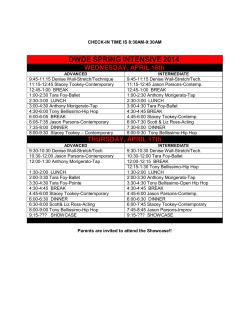 Spring Intensive Schedule 2014