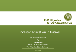 Overview of the Investor Education Initiatives
