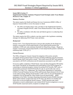 OIG SNAP Fraud Strategies Report Required by Senate Bill 8