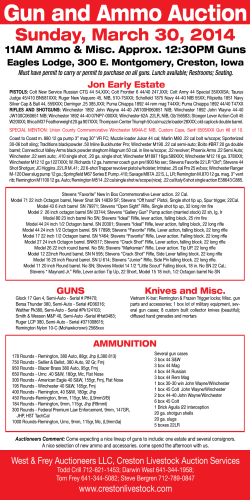 Gun and Ammo Auction - Creston Livestock Auction