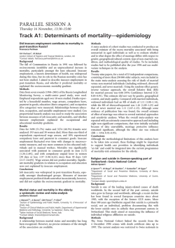 PARALLEL SESSION A Track A1: Determinants of mortality