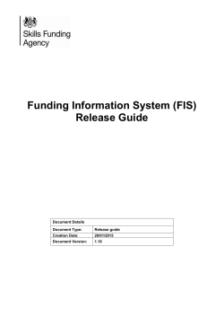 Funding Information System (FIS) Release Guide