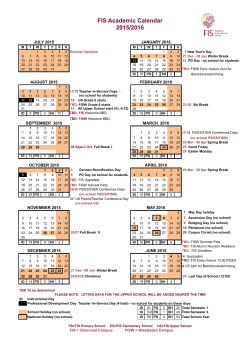 FIS Academic Calendar 2015/2016