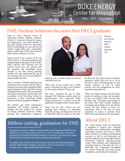 May 2014 newsletter - Duke Energy Center for Innovation