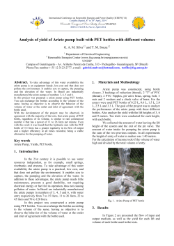 Analysis of yield of Ariete pump built with PET bottles with different