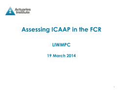 Assessing ICAAP in the FCR