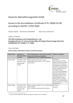Deutsche Akkreditierungsstelle GmbH Annex to the