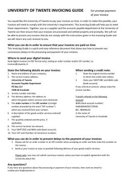 UNIVERSITY OF TWENTE INVOICING GUIDE