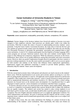 Career Inclination of University Students in Taiwan Gregory S. Ching