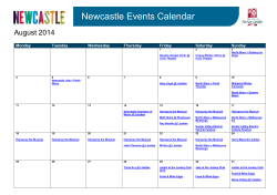 Major Events Calendar Aug 2014 - June 2015